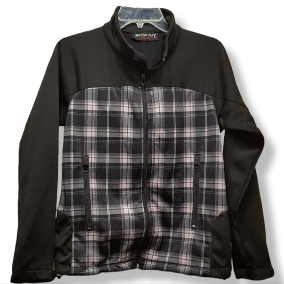 Marino Bay Jacket Natural PINK/Black Plaid Zip Up Size Medium - Picture 2 of 12